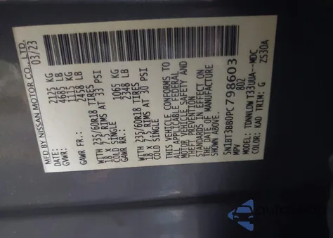 2023 Nissan Rogue Sv Intelligent Awd from USA, damaged, VIN 5N1BT3BB0PC798603